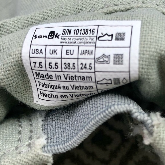 Sanuk Pair O Dice canvas slip on sneakers pale sage green low profile 7.5 - Picture 8 of 10